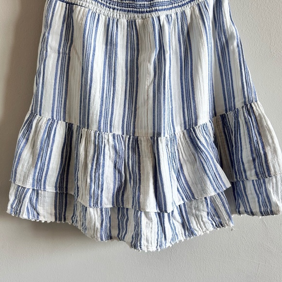 LoveShackFancy Elizabeth Striped Off-the-Shoulder Dress | Blue & White | Large - Picture 10 of 15